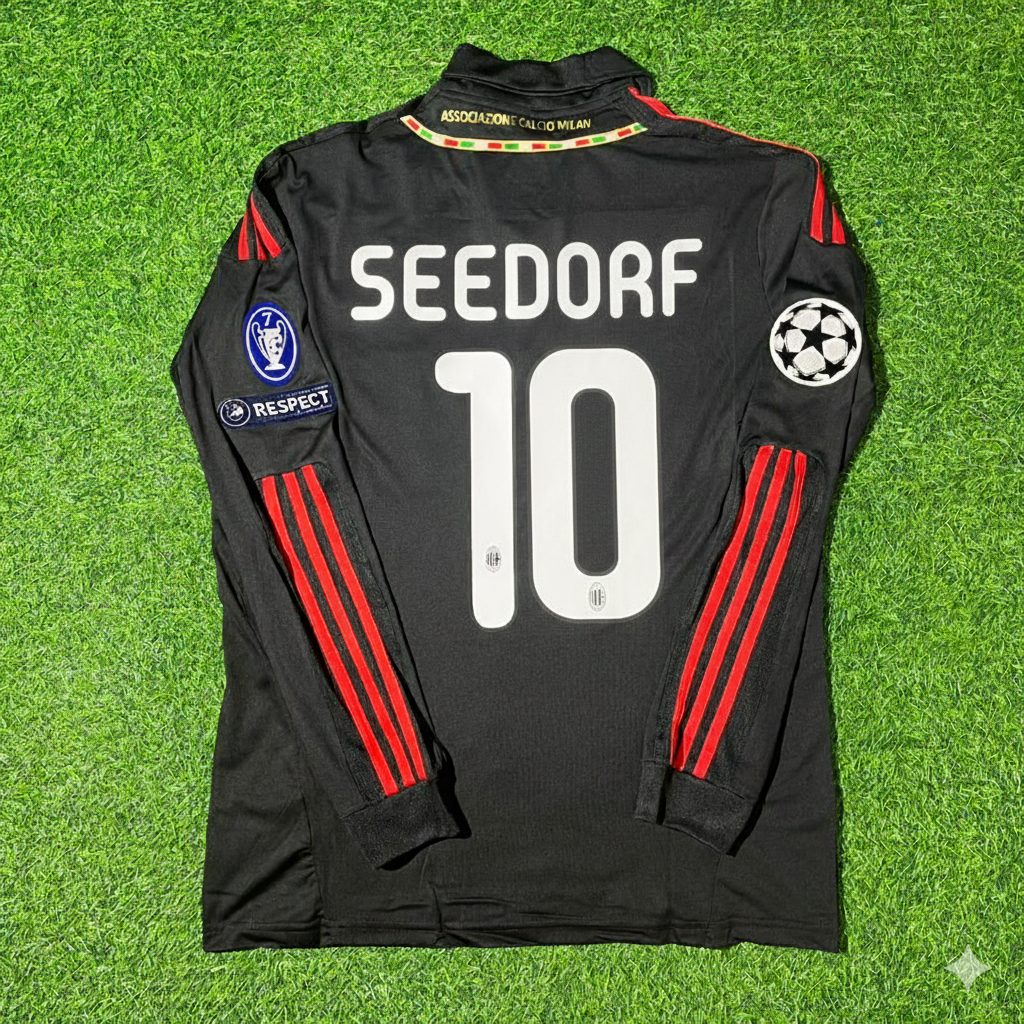 AC Milan 2011/12 Red and Black Retro Football Jersey – Clarence Seedorf