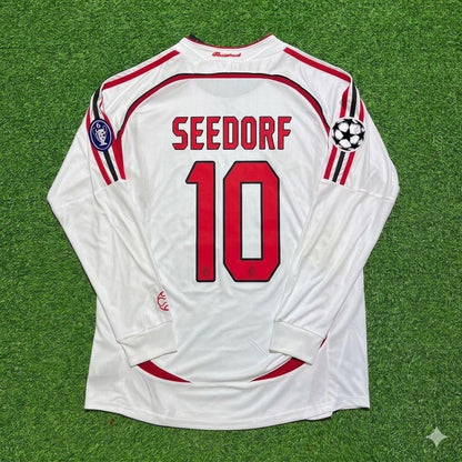 AC Milan 2007 Champions League Final Away White Long Sleeve Retro Jersey – Clarence Seedorf 10