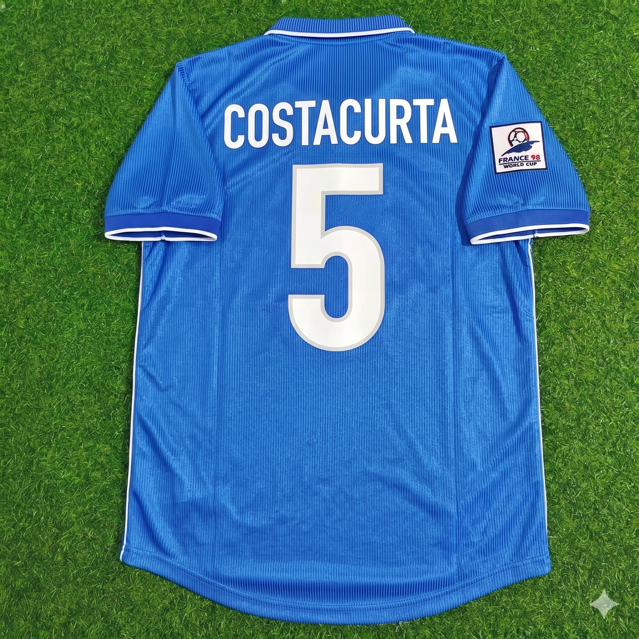 Maillot de football rétro bleu domicile Alessandro Costacurta Italie Coupe du Monde 1998