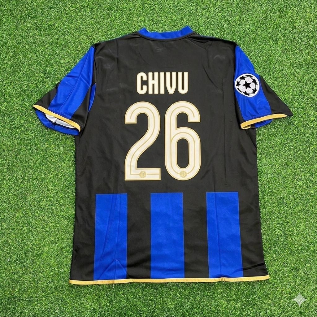 Conjunto de camiseta de fútbol retro del Inter de Milán 2008-09 de Cristian Chivu #26