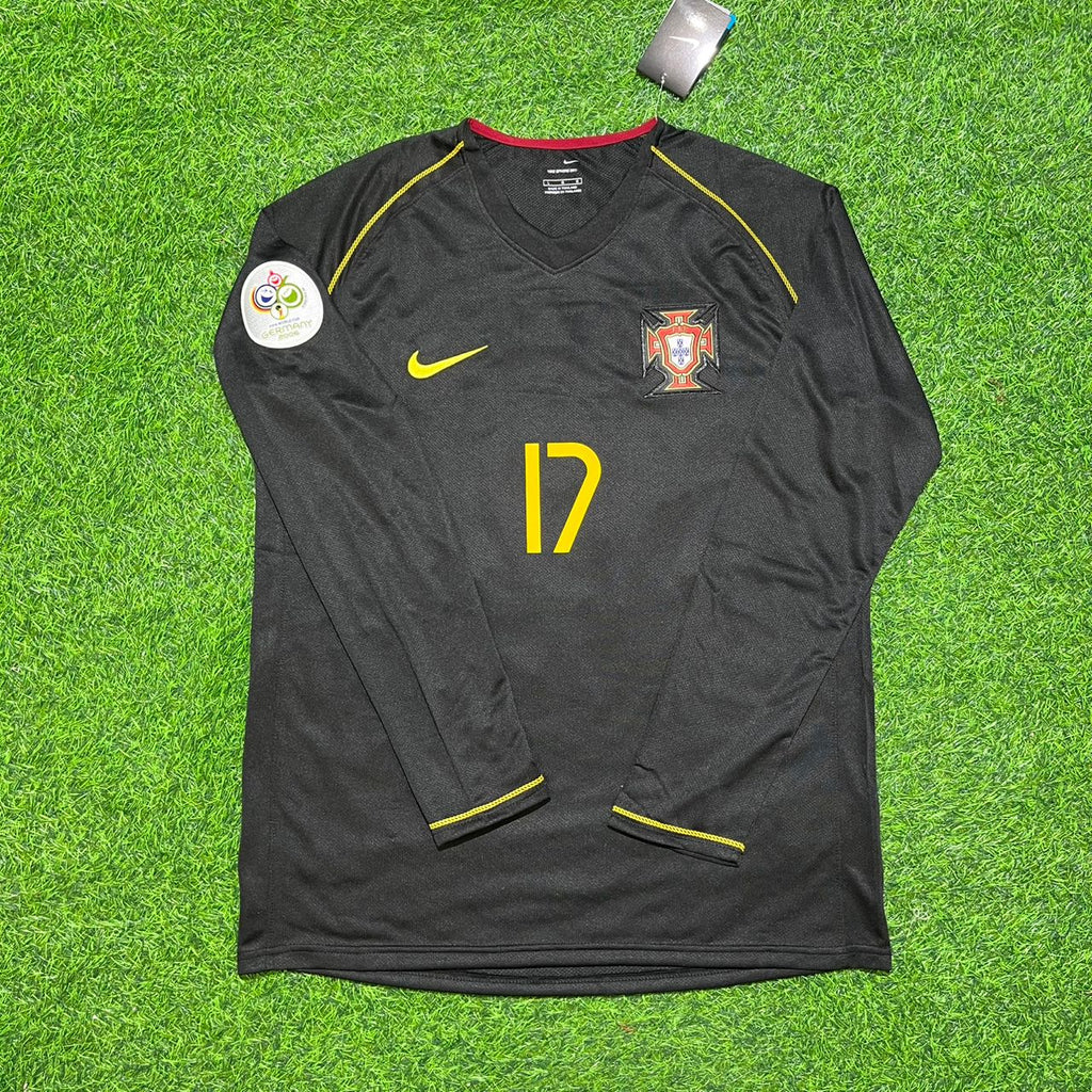 Cristiano Ronaldo CR7 Portugal 2006 World Cup Long Sleeve Black Retro Football Jersey