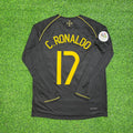 Cristiano Ronaldo CR7 Portugal 2006 World Cup Long Sleeve Black Retro Football Jersey