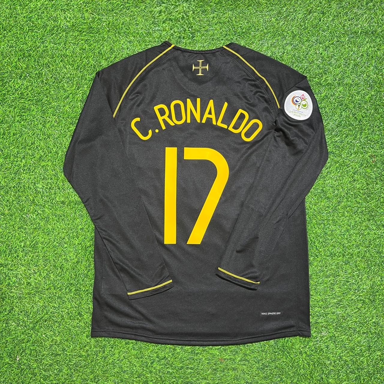 Cristiano Ronaldo CR7 Portugal 2006 World Cup Long Sleeve Black Retro Football Jersey