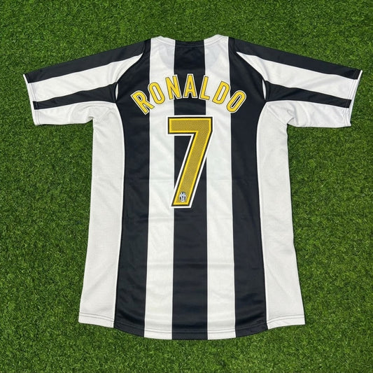Cristiano Ronaldo #7 Juventus Schwarz-Weiß Heim Retro-Fußballtrikot
