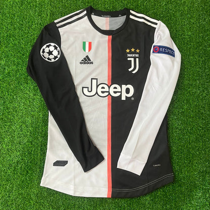 Cristiano Ronaldo 7 - Juventus Langarm 2019 2020 Retro Weiß Schwarz Trikot Maglia