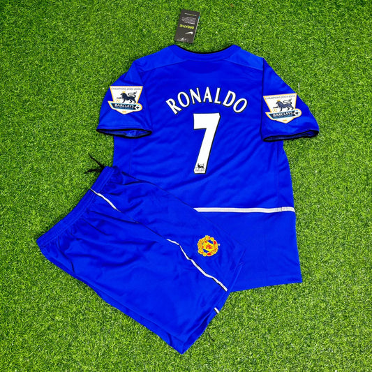 Cristiano Ronaldo Manchester United 2003 blaues Retro Kinder Fußballtrikot