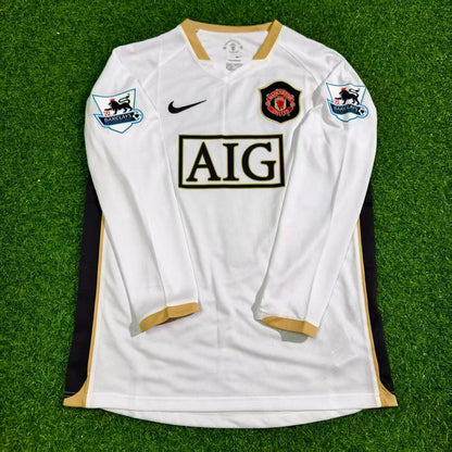 Cristiano Ronaldo #7 Manchester United 2006-2007 Weißes Retro Langarm Fußballtrikot