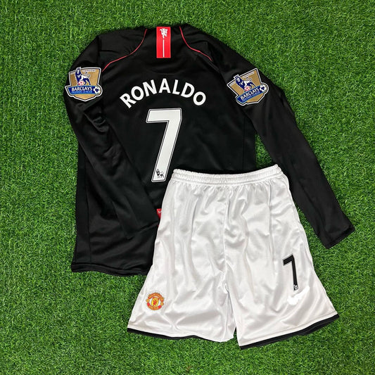 Cristiano Ronaldo 7  Manchester United 2007-2008 Black Kids Kit Jersey Trikot Maillot KinderTrikot Soccer Shirt