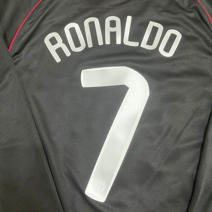 Cristiano Ronaldo Manchester United 2007/2008 CL Patch Black KIDS Retro Football Jersey Kit