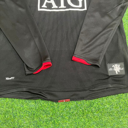 Ji-sung Park Manchester United 2007/2008 Champions League Patch Black Retro Football Jersey Kit