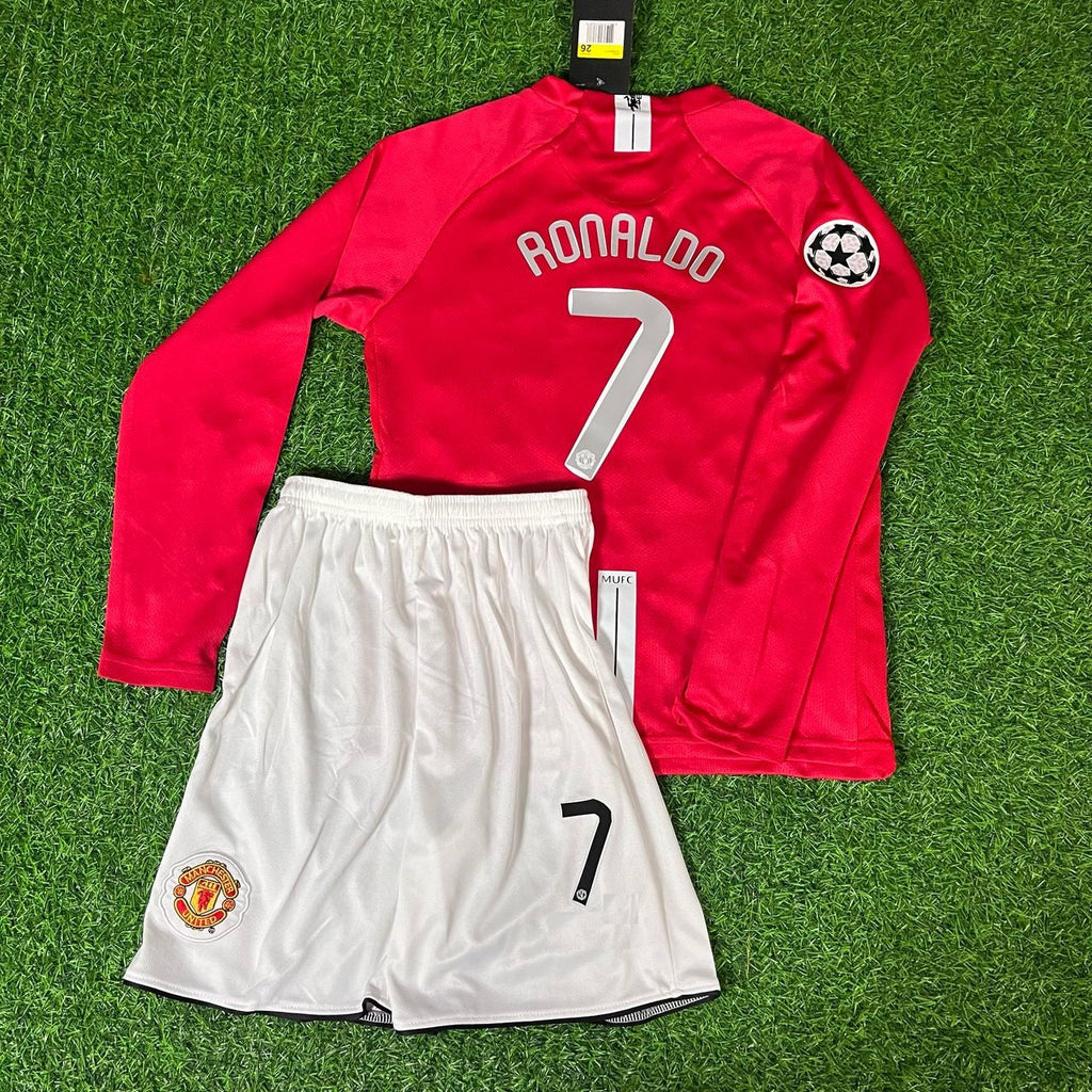 Cristiano Ronaldo 7 - Maillot enfant manches longues rouge Manchester United finale 2008