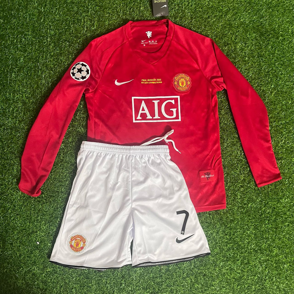 Cristiano Ronaldo 7 - Maillot enfant manches longues rouge Manchester United finale 2008