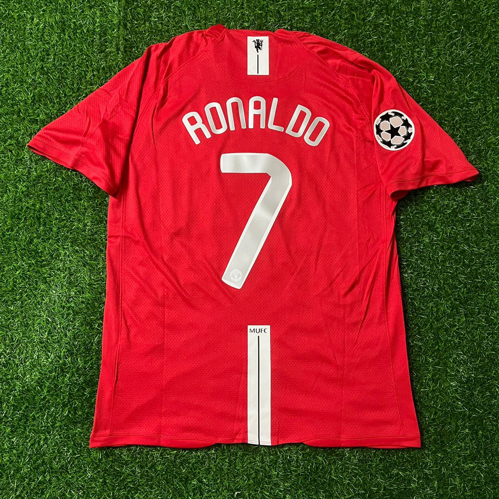 Cristiano Ronaldo CR7 Manchester United Champions League Finale Moskau 2008 Retro Rotes Fußballtrikot