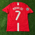 Cristiano Ronaldo CR7 Manchester United Champions League Finale Moskau 2008 Retro Rotes Fußballtrikot