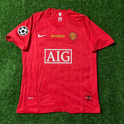 Cristiano Ronaldo CR7 Manchester United Champions League Finale Moskau 2008 Retro Rotes Fußballtrikot
