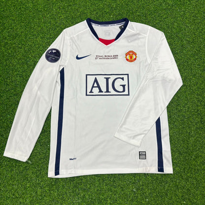 Cristiano Ronaldo Manchester United 2009 CL-Finale Weißes Langarm-Retro-Fußballtrikot