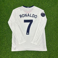 Cristiano Ronaldo Manchester United 2009 CL-Finale Weißes Langarm-Retro-Fußballtrikot