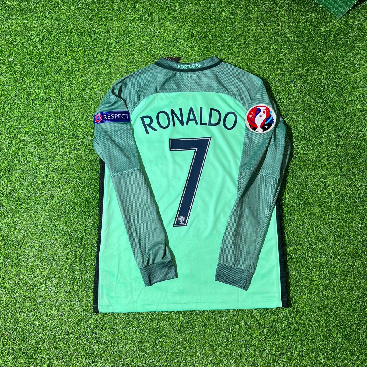 Cristiano Ronaldo Portugal 2018 WM Langarm Retro Fußballtrikot Set