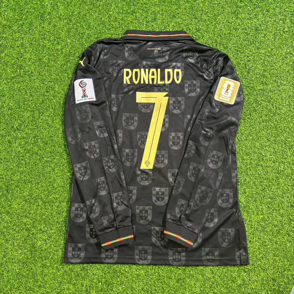 Cristiano Ronaldo Portugal 2026 WM Schwarzes Langarm-Fußballtrikot