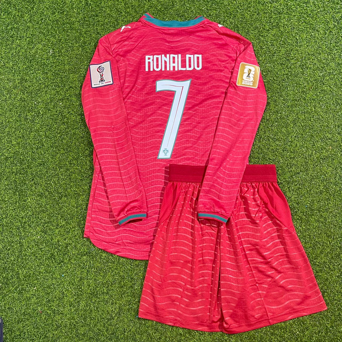 Cristiano Ronaldo Portugal 2026 Red Home Kids Long Sleeve Football Jersey