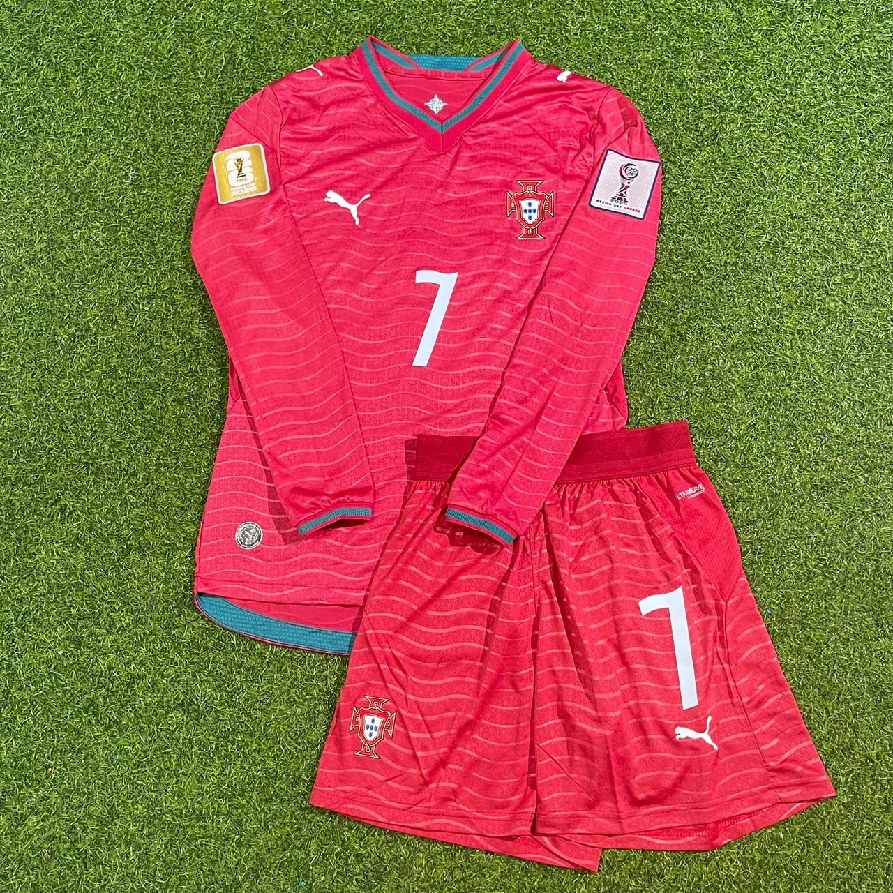 Cristiano Ronaldo Portugal 2026 Red Home Kids Long Sleeve Football Jersey