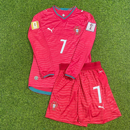 Cristiano Ronaldo Portugal 2026 Red Home Kids Long Sleeve Football Jersey