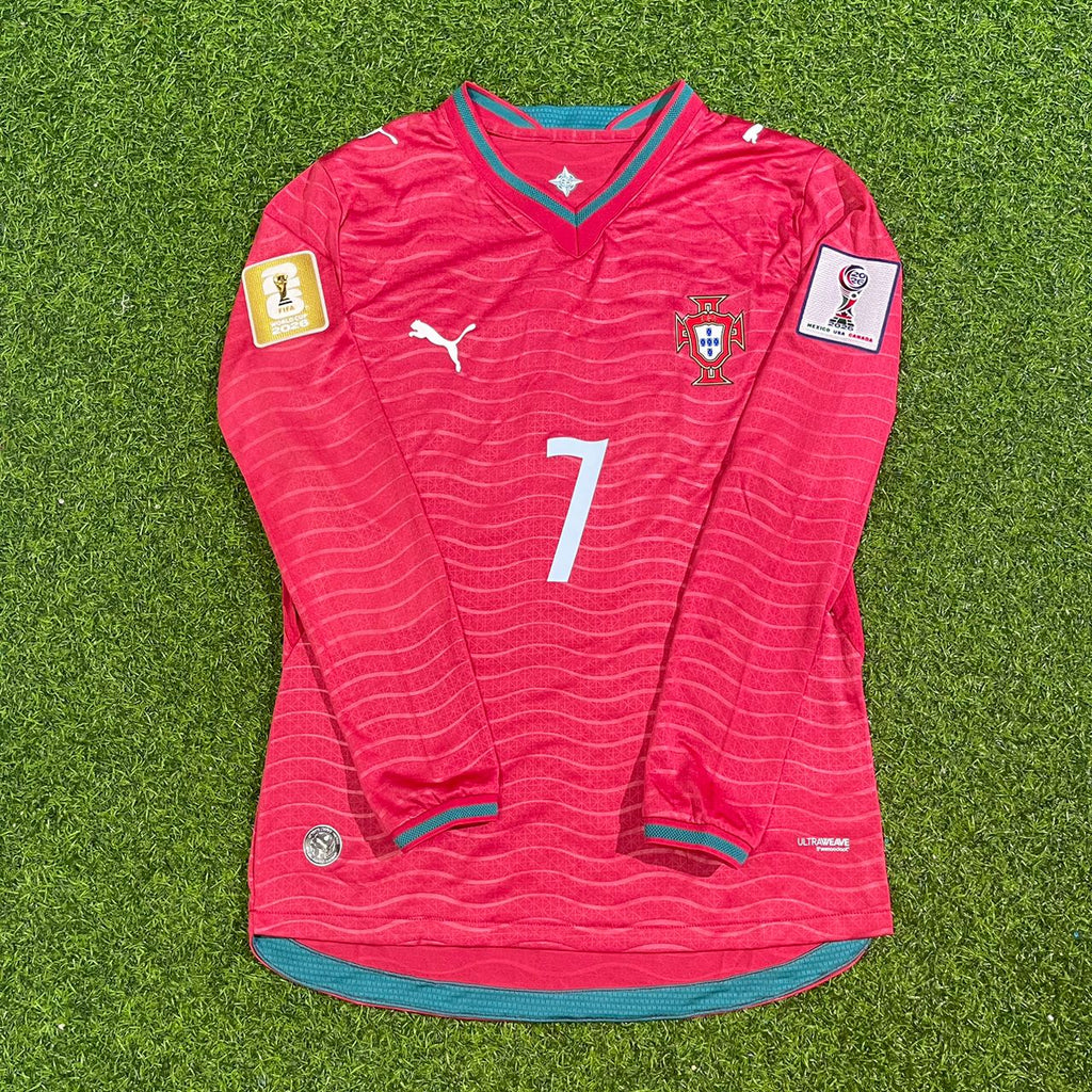 Cristiano Ronaldo Portugal 2026 Rotes Heimtrikot Kinder Langarm