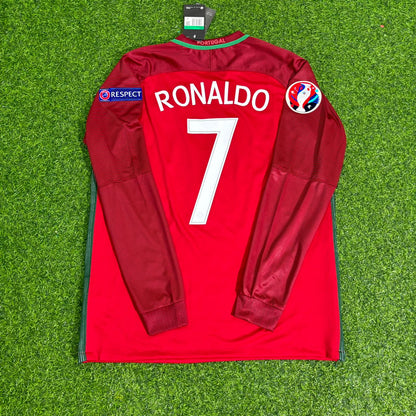 Maillot de football rétro à manches longues Cristiano Ronaldo Portugal Finale EURO 2016