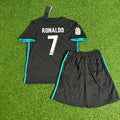 Cristiano Ronaldo Real 17 Black  Kids Football Jersey Kit