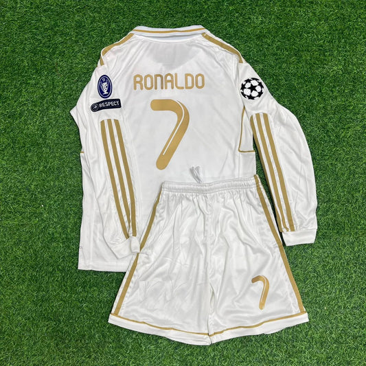 Cristiano Ronaldo Real Madrid 2011–2012 White Retro Kids Football Jersey Kit