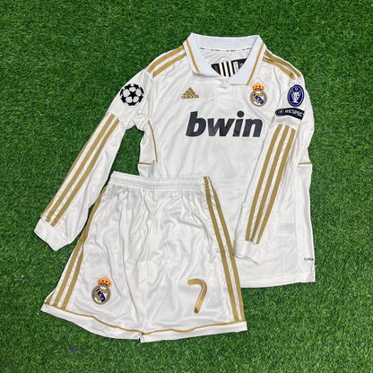 Cristiano Ronaldo Real Madrid 2011–2012 White Retro Kids Football Jersey Kit