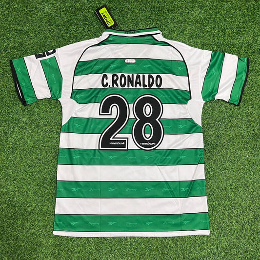 Maillot de football rétro de la tenue de début de Cristiano Ronaldo au Sporting CP
