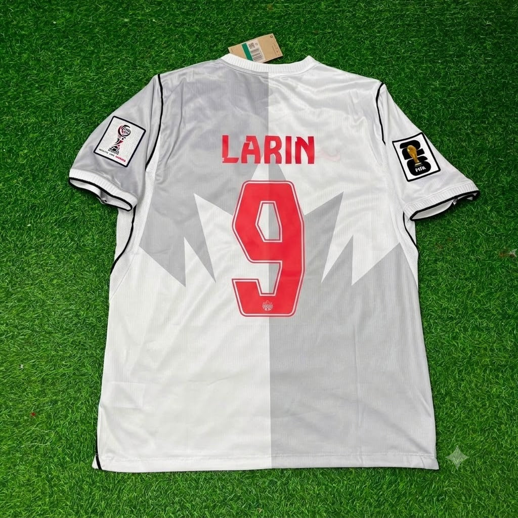 Maillot de football blanc extérieur Cyle Larin #9 Canada Coupe du Monde 2026