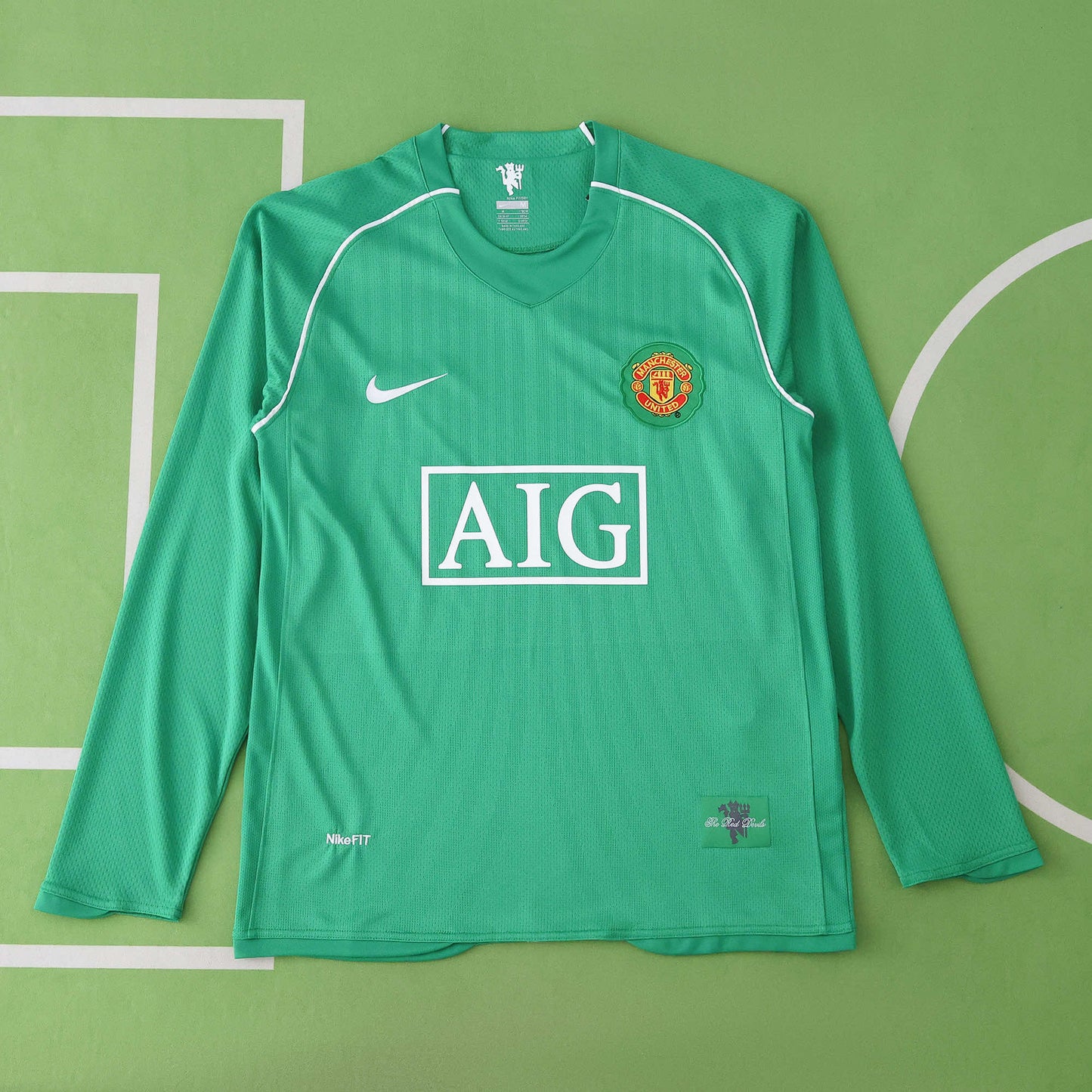 Cristiano Ronaldo Manchester United Green Retro Long Sleeve Jersey Soccer Shirt