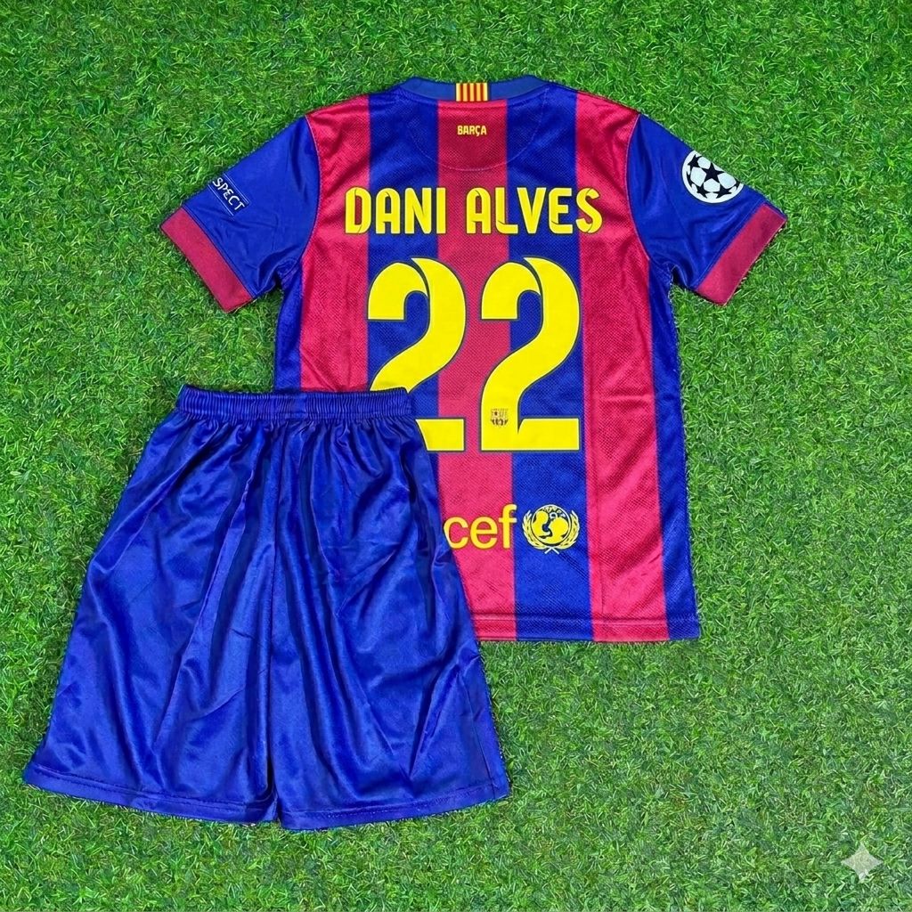 Dani Alves #22 Barcelona 2015 Champions-League-Finale Kinder-Retro-Trikot