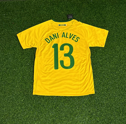 Dani Alves Brazil 2010 World Cup Retro Yellow Jersey Trikot