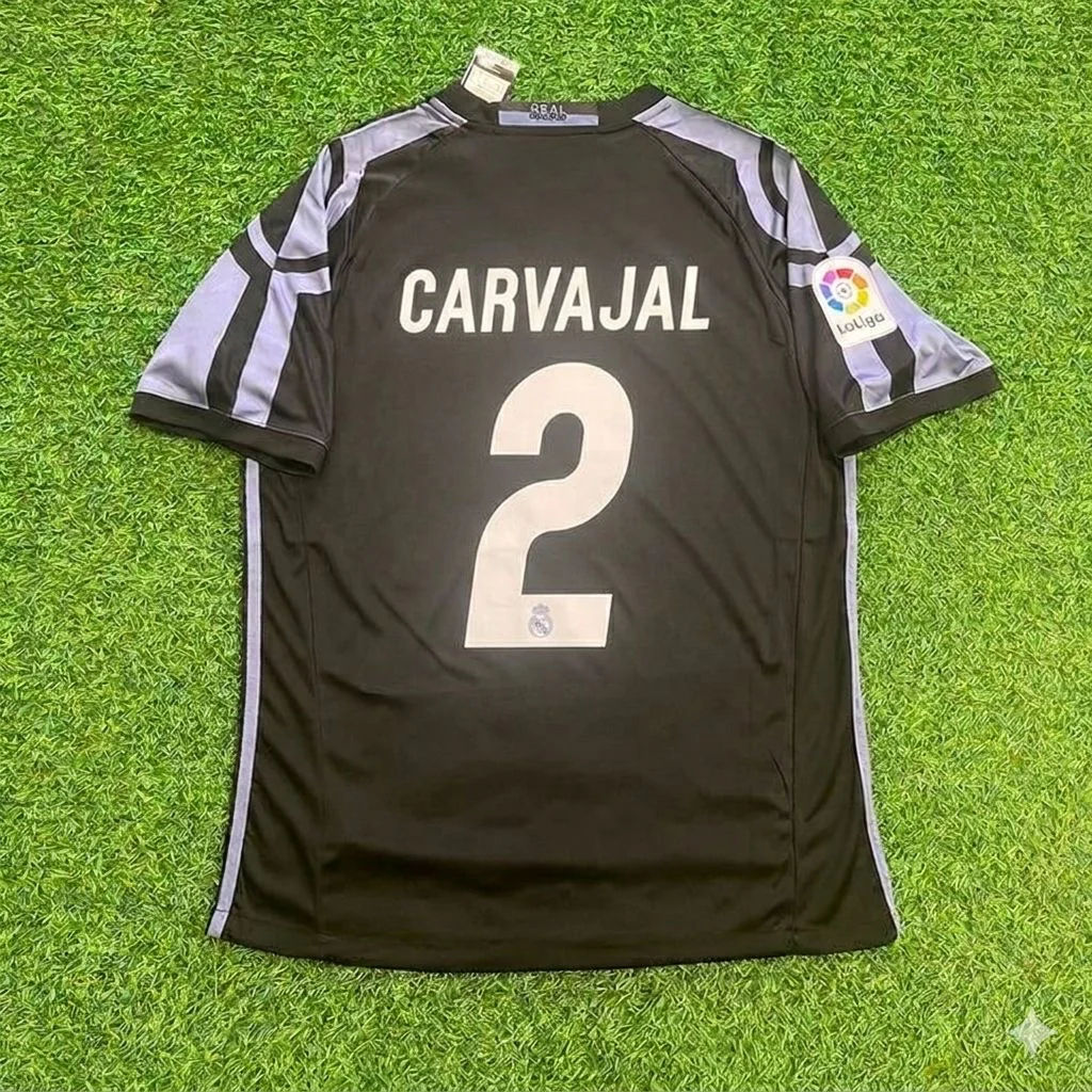 Dani Carvajal 2 - Real Madrid 2016 Schwarzes Retro-Fußballtrikot