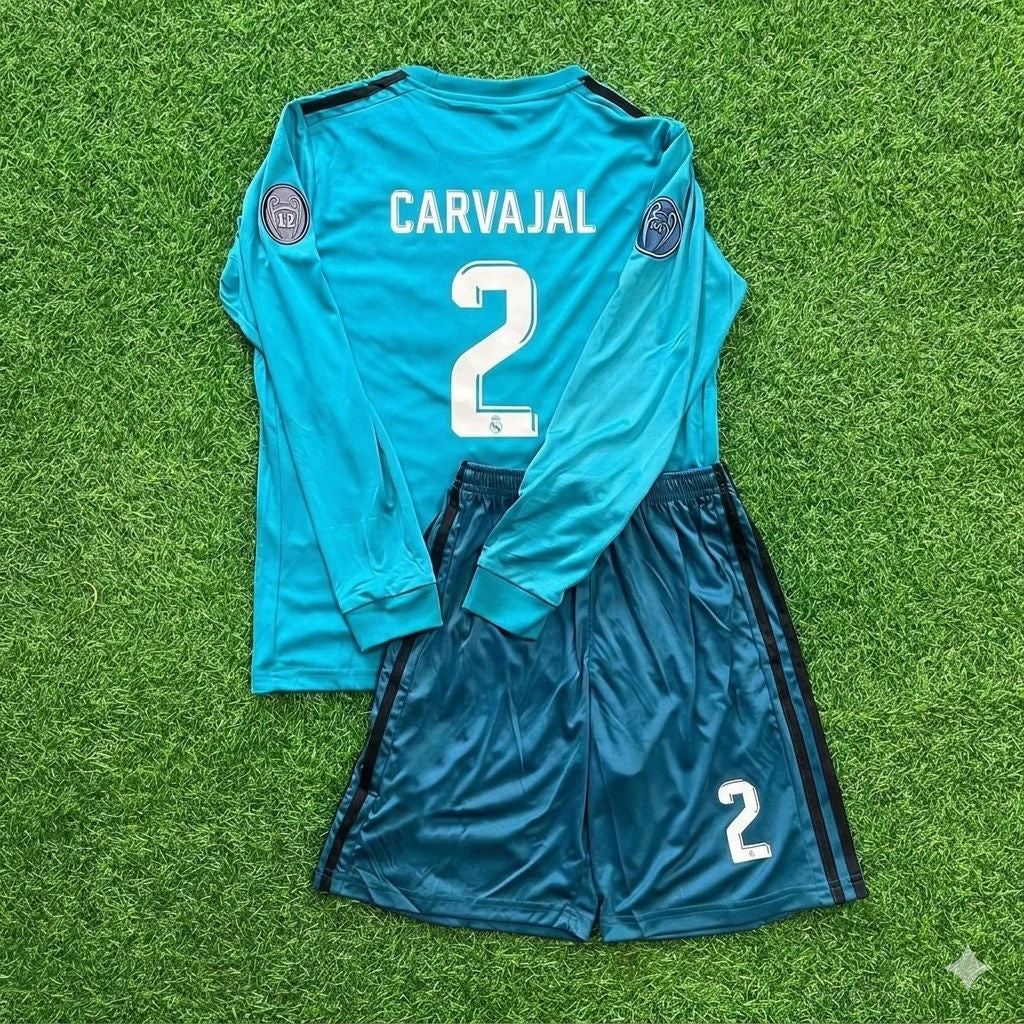 Dani Carvajal 2- Real Madrid 2017 /2018 Long Sleeve Kids Kit Jersey Soccer Shirt KinderTrikot