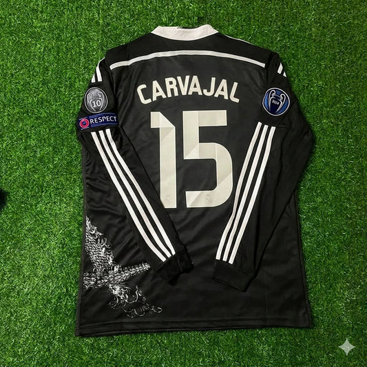 Dani Carvajal 2- Real Madrid 2015 Dragon Black Retro Jersey Soccer Shirt Trikot