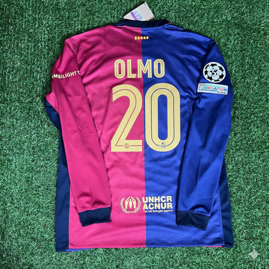 Maillot de football à manches longues Dani Olmo 20- Barcelone 2025 Ligue des champions