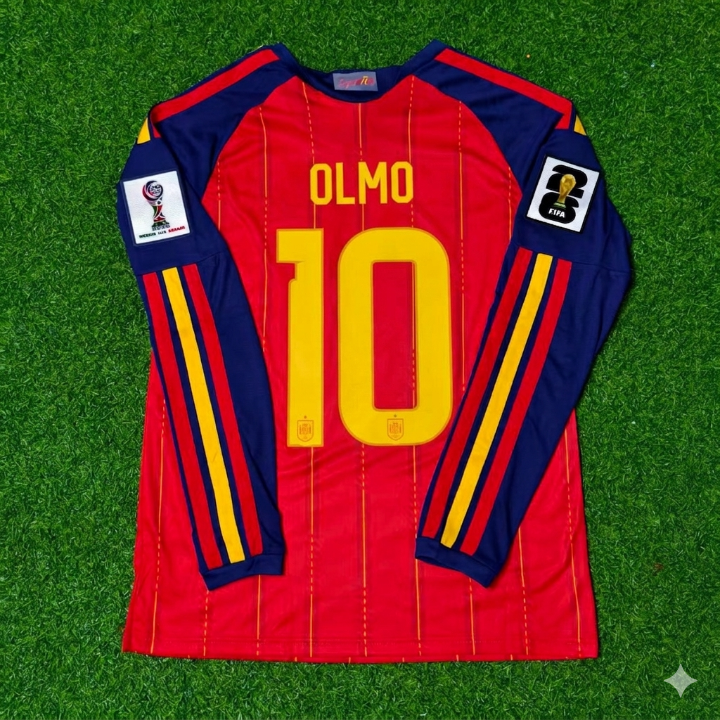 Dani Olmo #10 Spain 2026 World Cup Home Long Sleeve Jersey Trikot Maillot