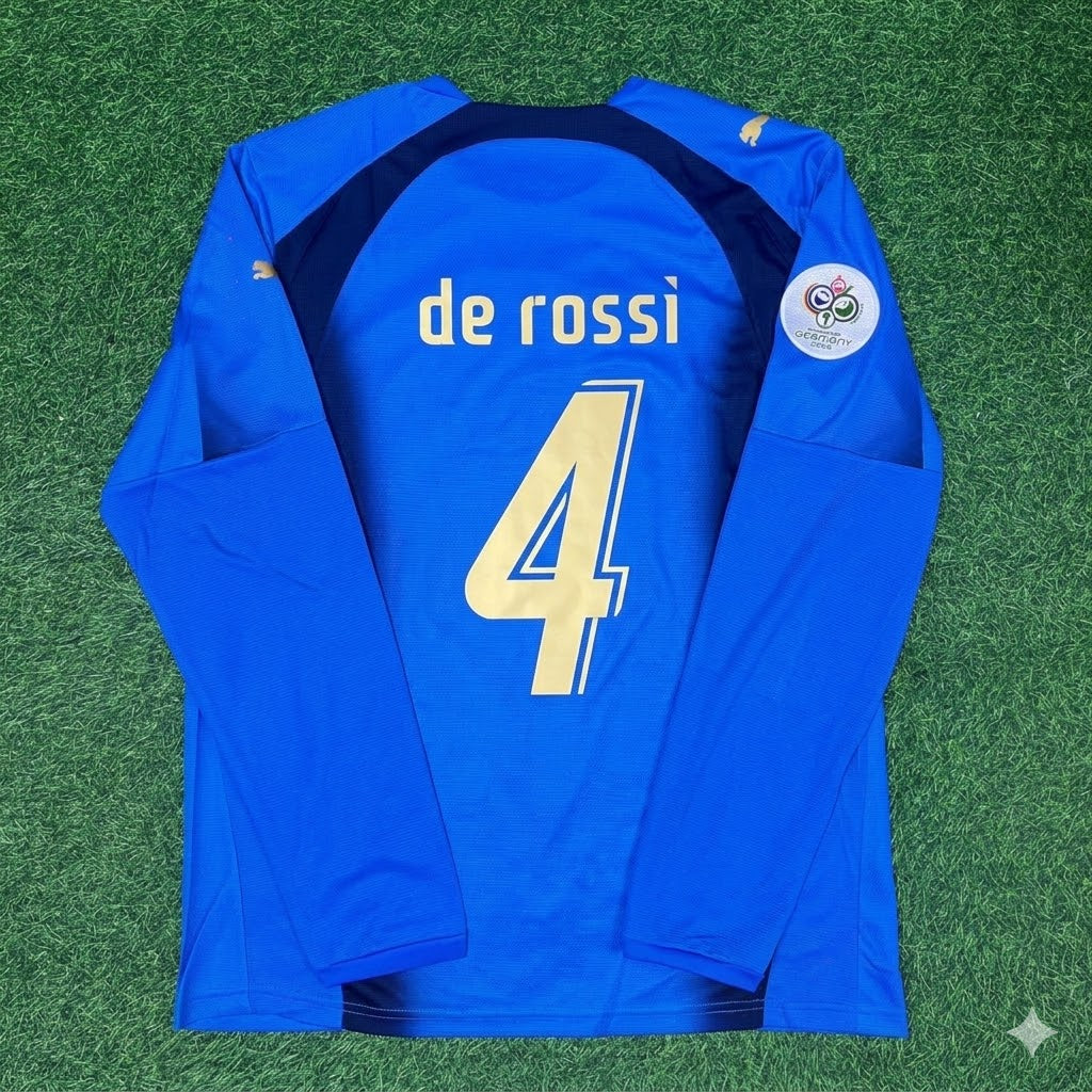 Daniele De Rossi #4 Italy 2006 World Cup Final Long Sleeve Retro Jersey Maillot Trikot Maglia Soccer Shirt