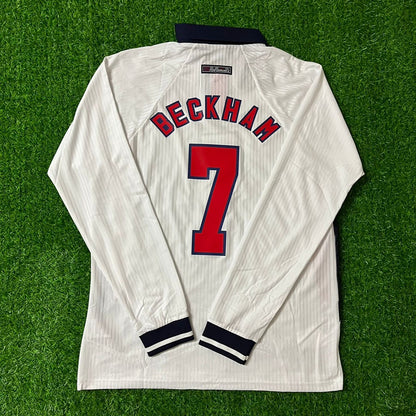 David Beckham England WM 1998 Langarm-Retro-Trikot