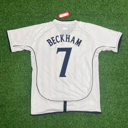 David Beckham England 2002 World Cup White Retro Football Shirt