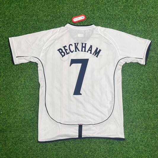 David Beckham England 2002 World Cup White Retro Football Shirt