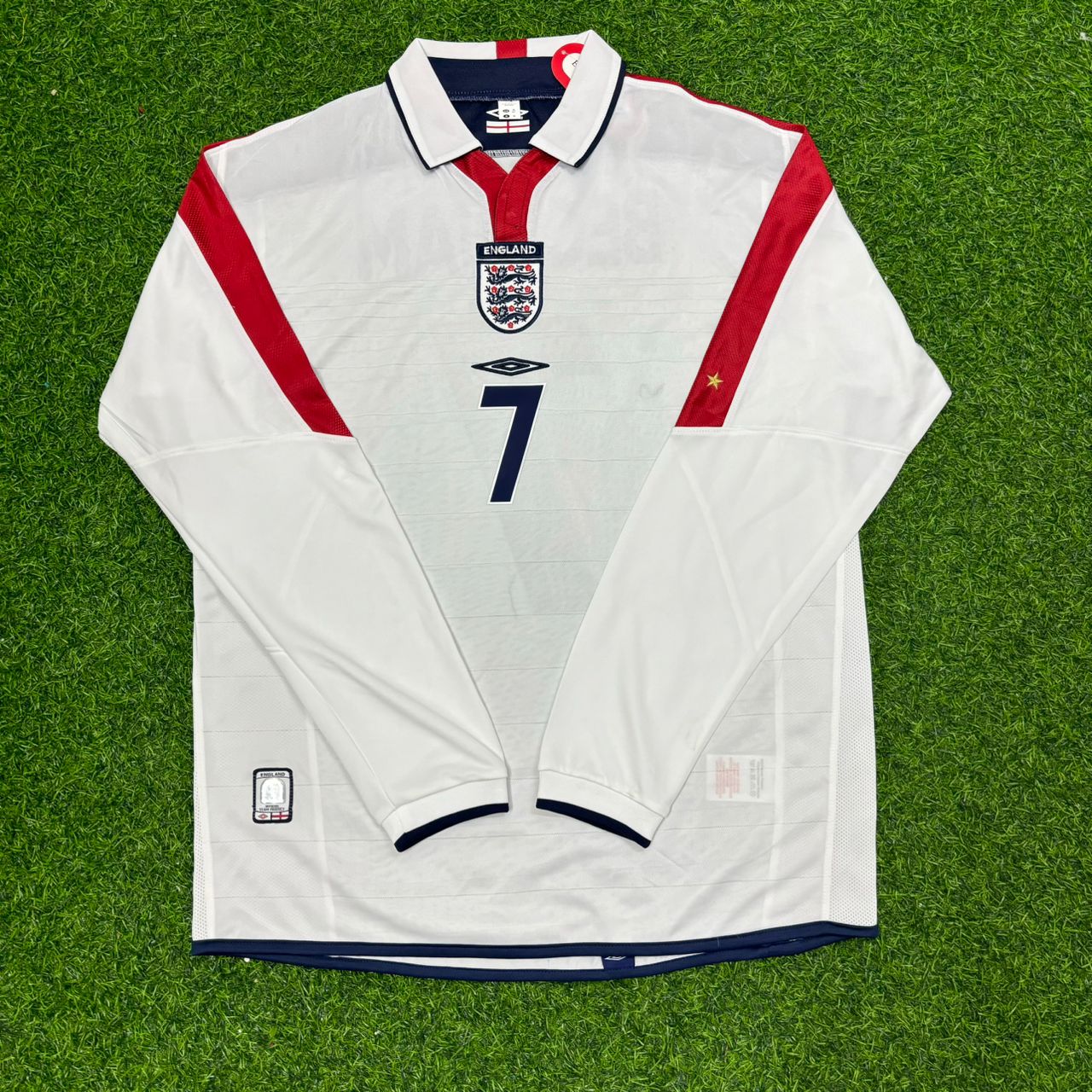 David Beckham England EURO 2004 Long Sleeve Home Retro Football Jersey