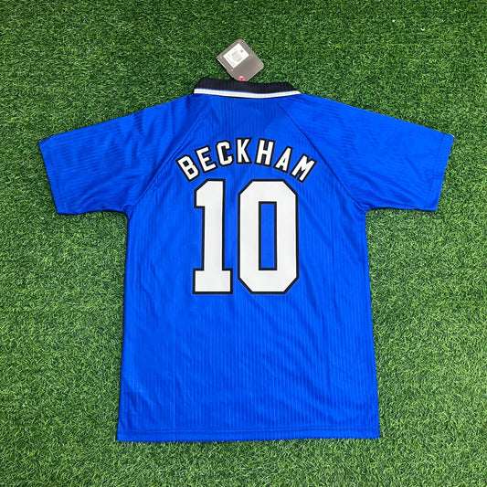 David Beckham Manchester United 1996/1997 Blaues Retro-Fußballtrikot