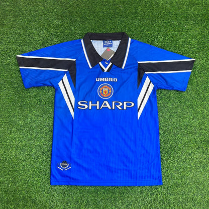 David Beckham Manchester United 1996/1997 Blaues Retro-Fußballtrikot