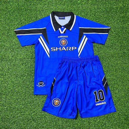 David Beckham Manchester United 1996/1997 Blaues Retro-Fußballtrikot