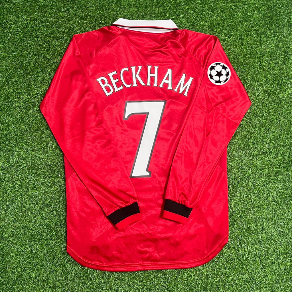 David Beckham Manchester United 1999 Champions League Finale Retro-Fußballtrikot-Set